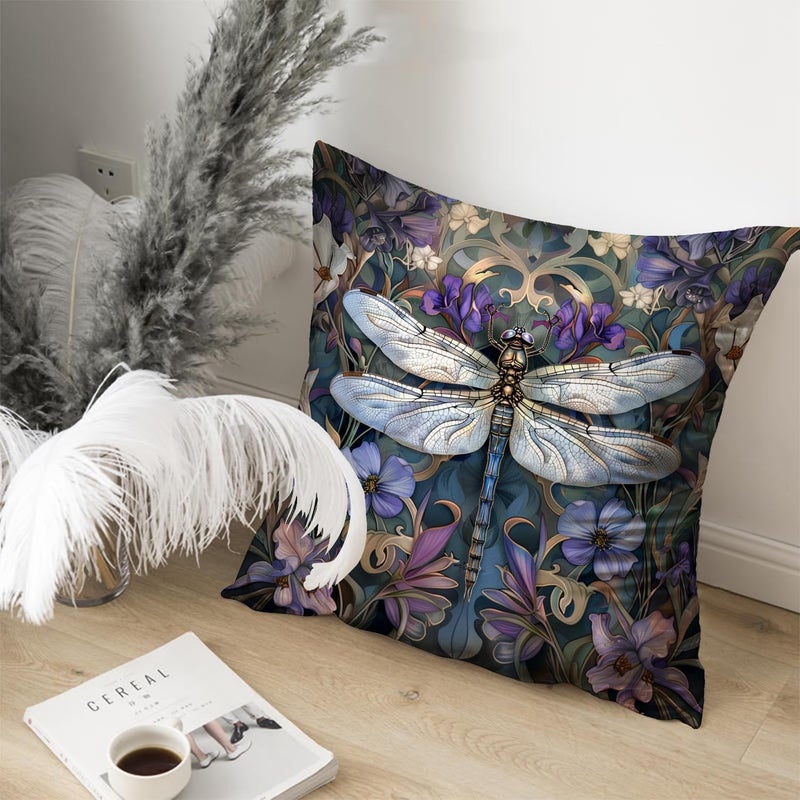 RBAFAO William Morris Inspired Abstract Vintage Floral Design Throw Pillow Covers Home Decor Art Pillowcase Cushion Cover for Bed Sofa Living Room, Car Indoor and Outdoor (Dragonfly, 18x18inches) - Image 4